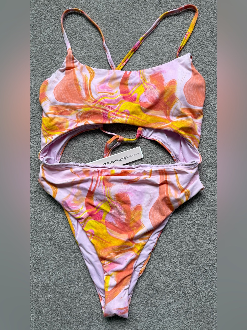 Aqua Swim x Bloomingdale’s - One Piece SWIRL PRINT CUTOUT Swim Suit - PINK MULTI